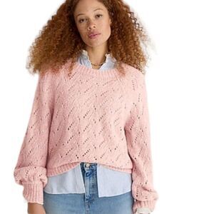 J. CREW Pointelle Crewneck Wool Blend Knit Sweater Size XL